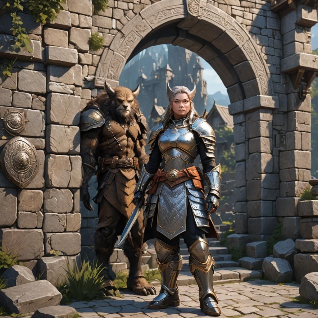 Dwarf Warrior and Wolverine: 3D Anime Art