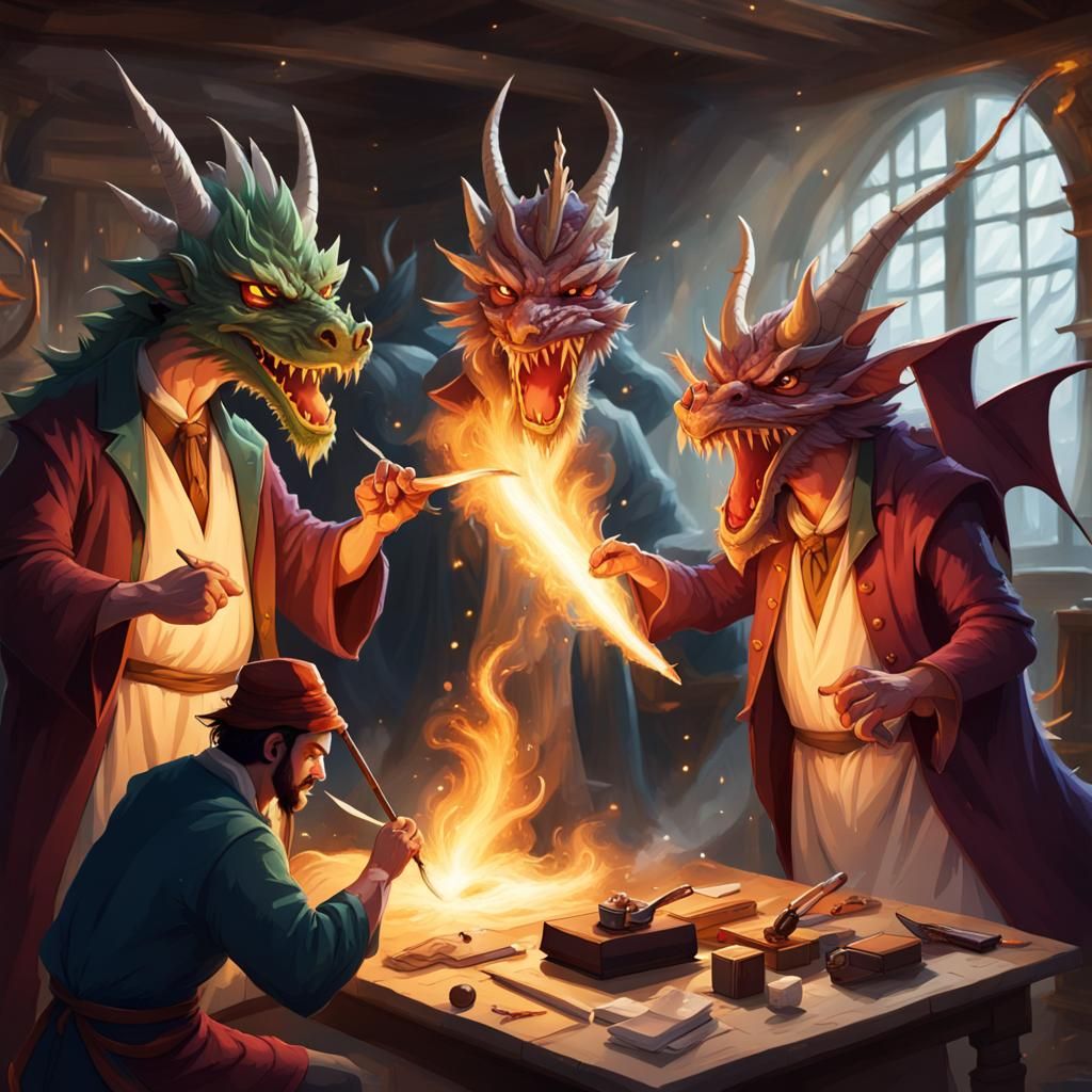 Wizards Conjure Dragon in Hotel Workshop