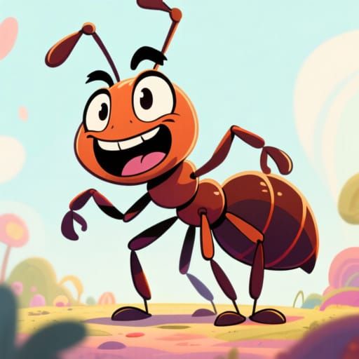 Massive Cartoon Ant with Exaggerated Expressions