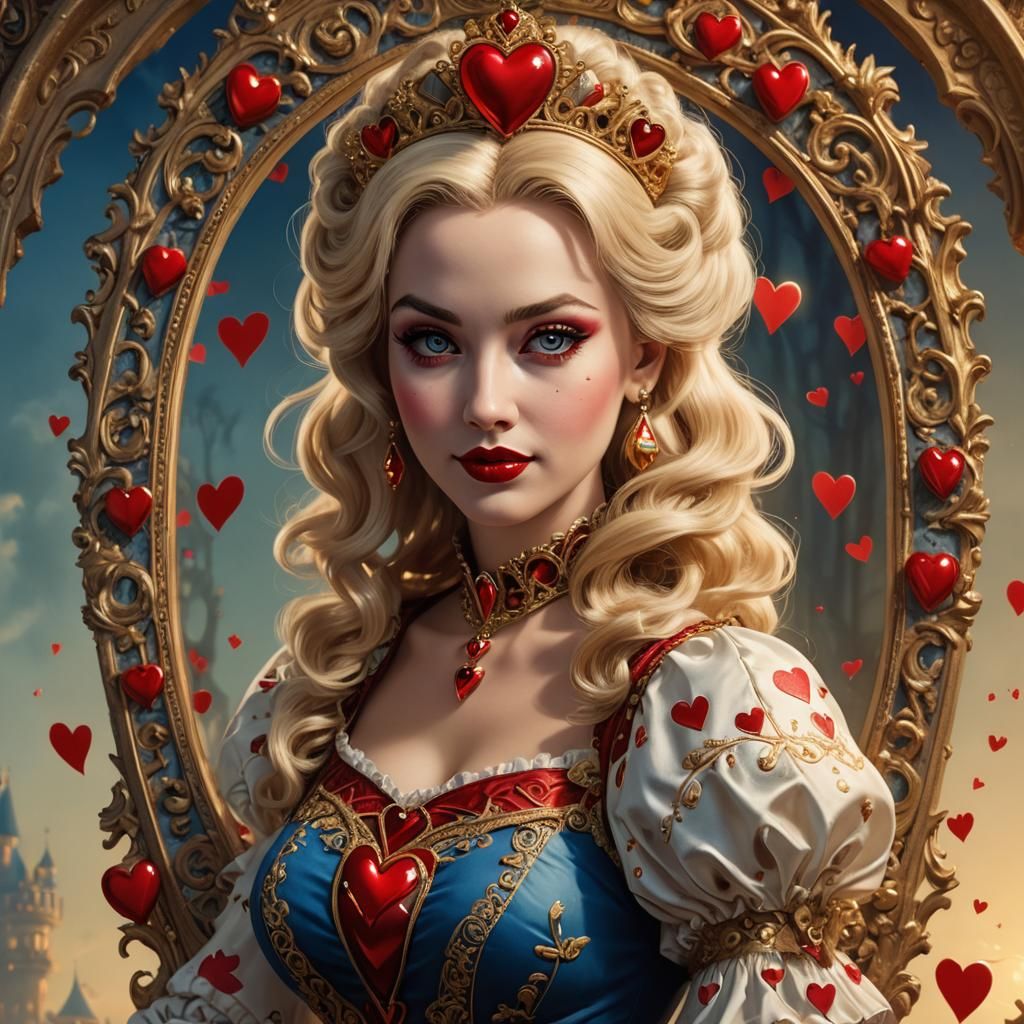 Queen of Hearts Pinup in Vargas Style