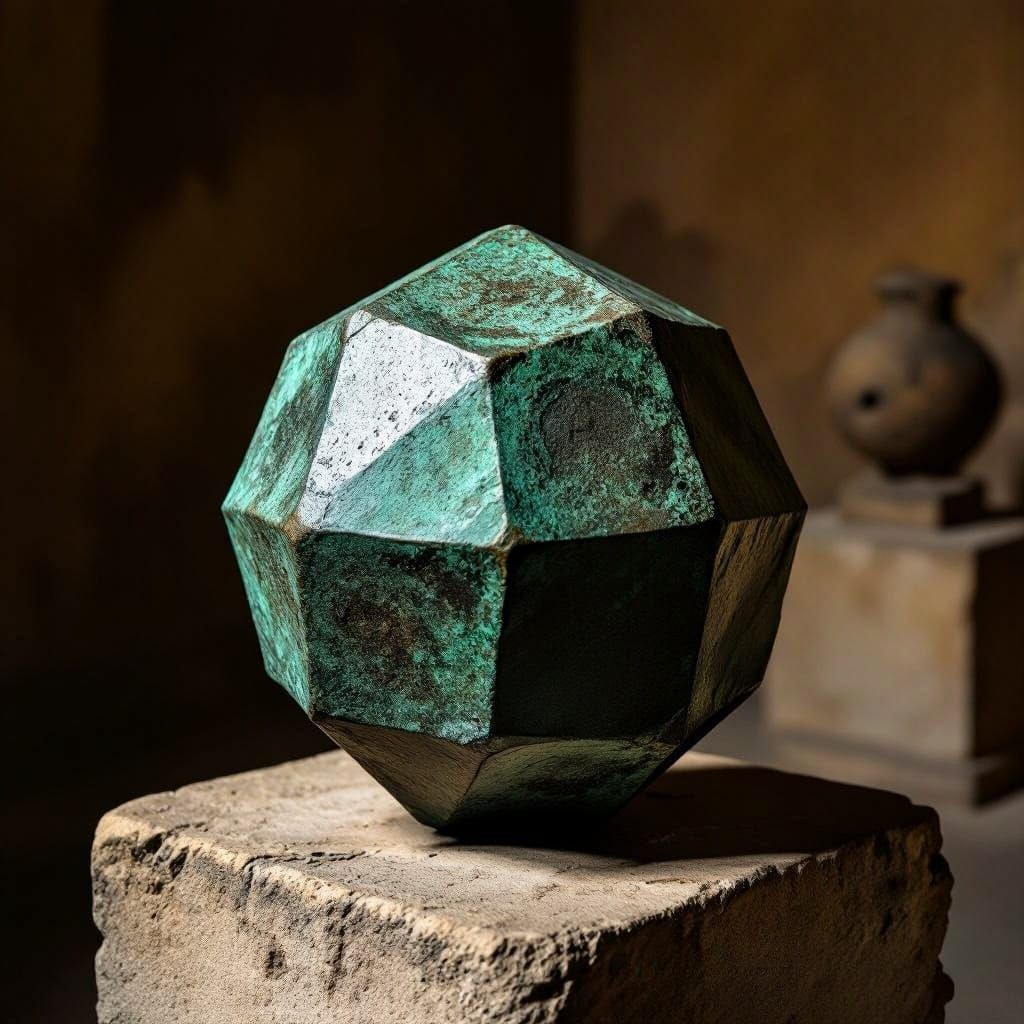 Ancient Roman Bronze Dodecahedron in Earthy Tones