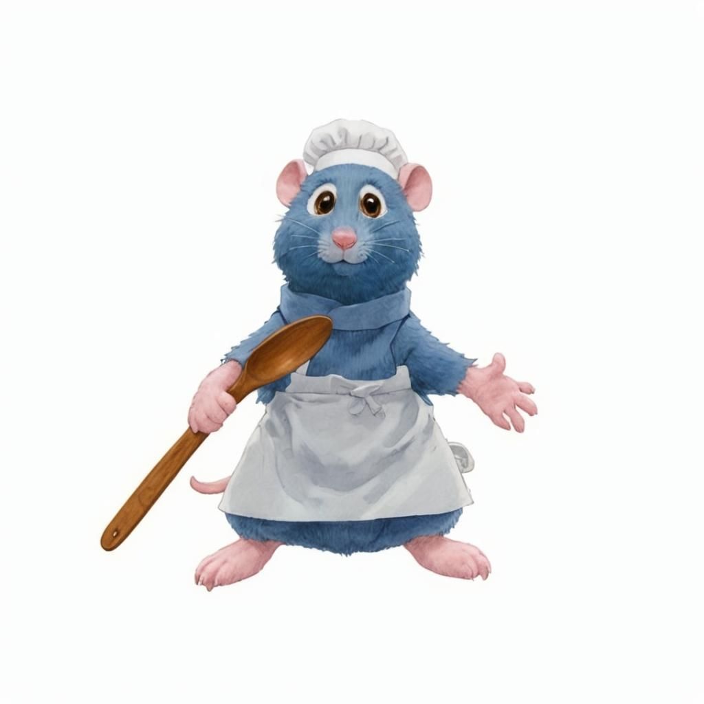 Blue Rat Chef in Studio Ghibli Style