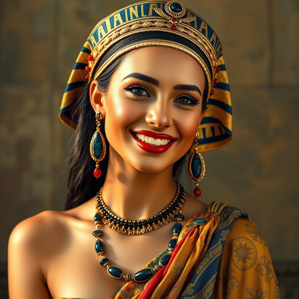 Elegant Woman in Golden Egyptian Regalia