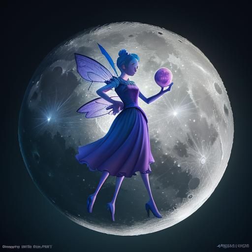 Pixar-Style Fairy with Moonlit Background