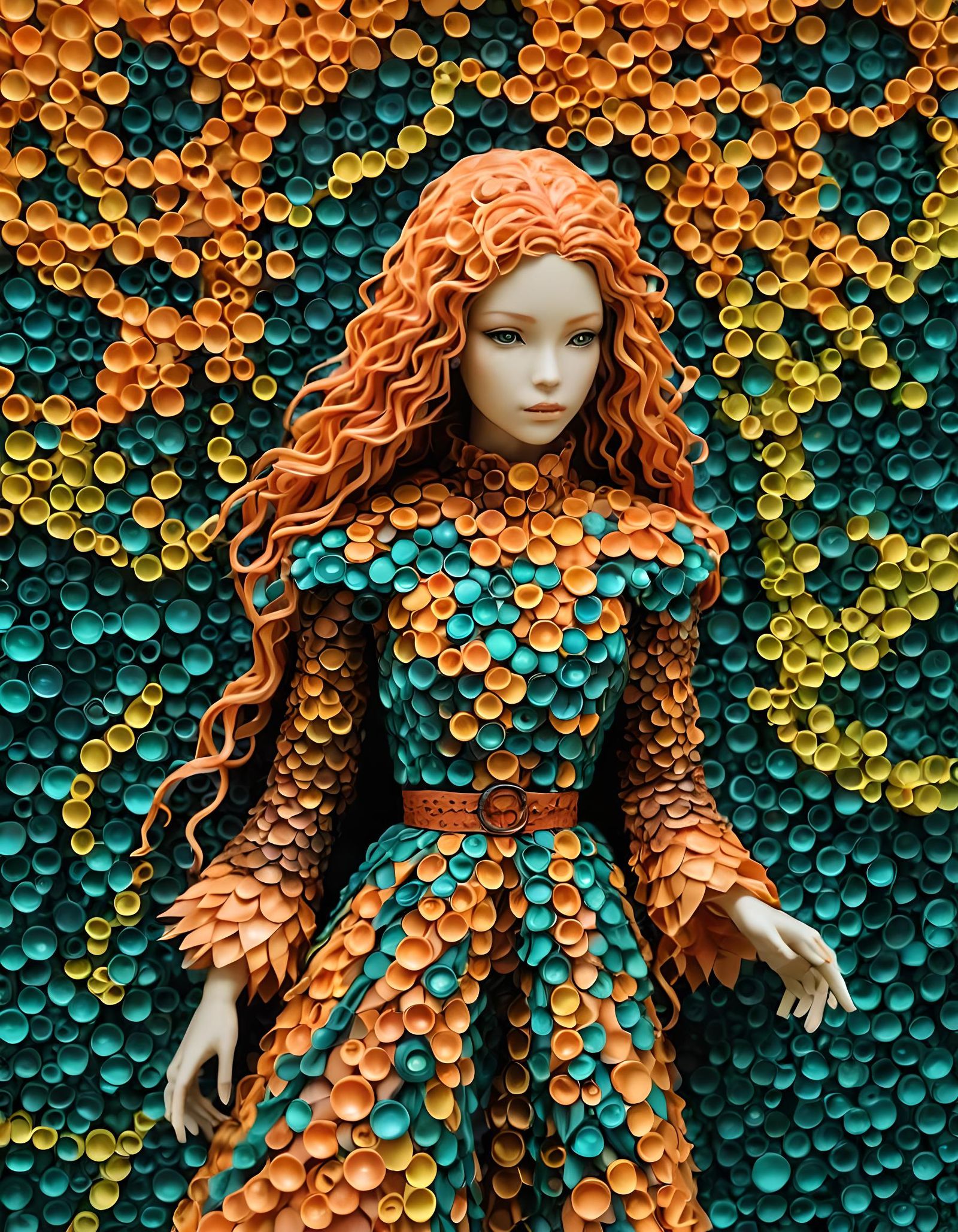 Surreal Underwater Textile Sculpture in Neosteamfunk Style