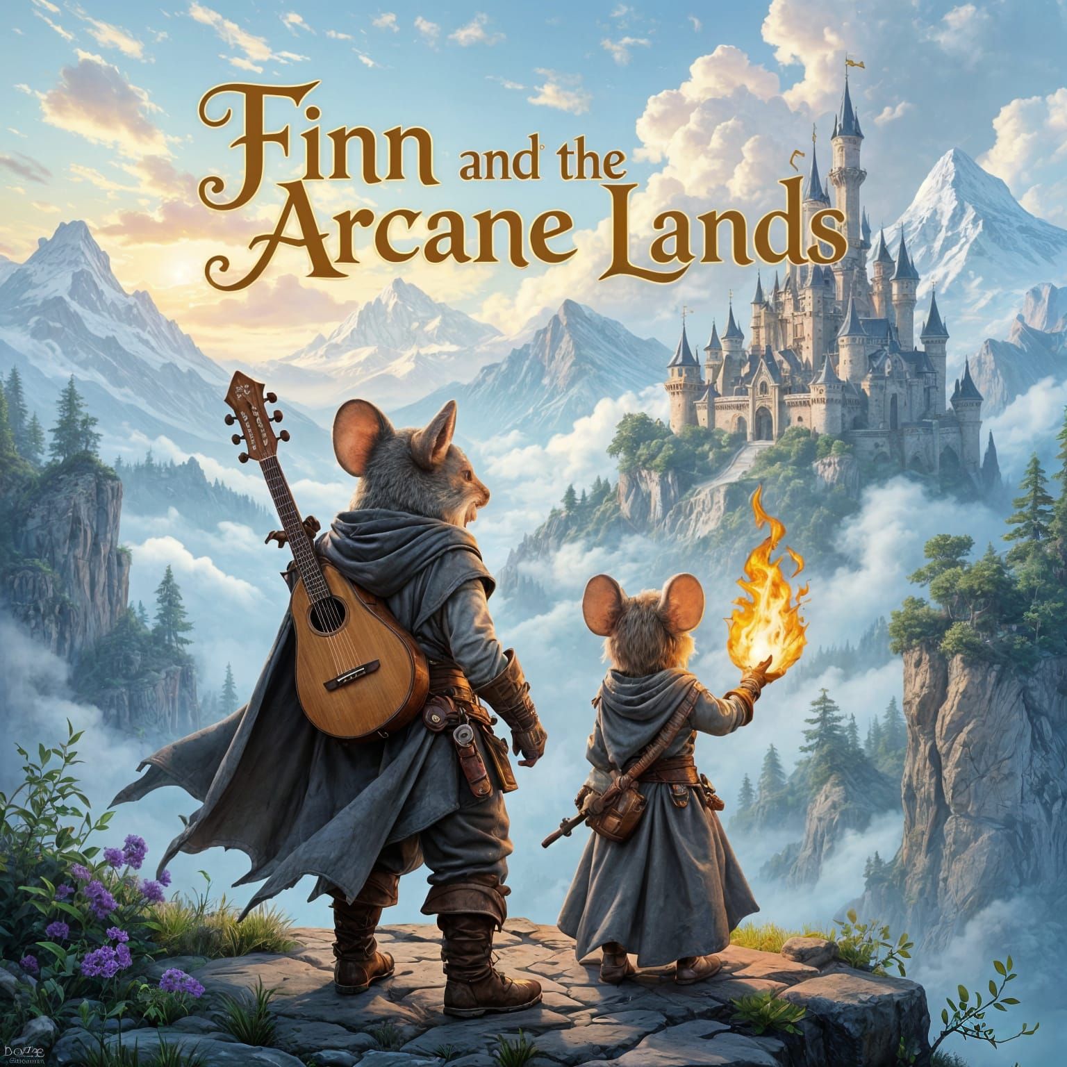 Epic Fantasy RPG Game Cover Art: Finn and Lia