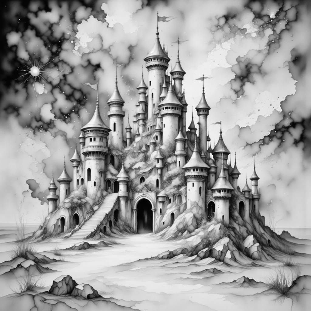 Neon Grunge Sandcastles in Alcohol Inks