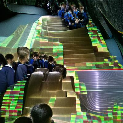 Surreal 4D Conveyor Belt Stairway Illusion