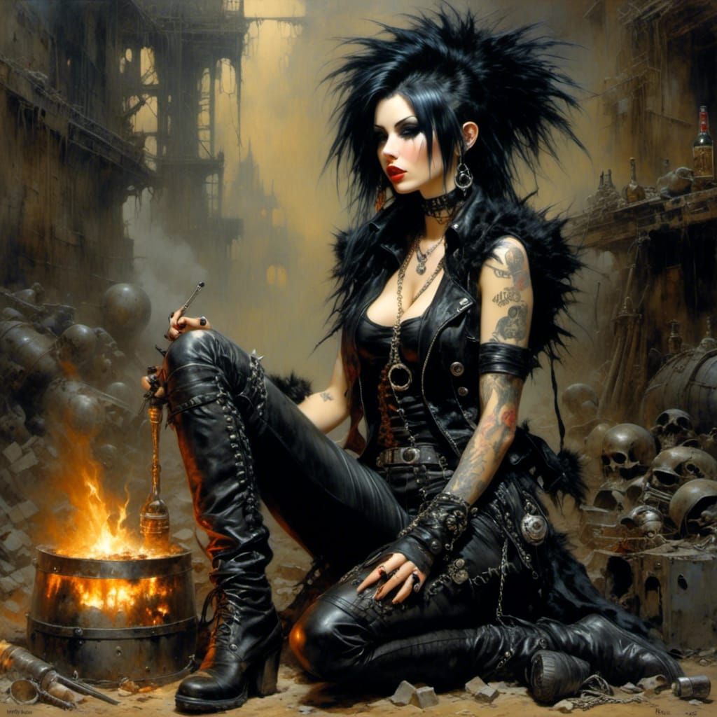 Grunge Punk Girl in a Nuclear Wasteland