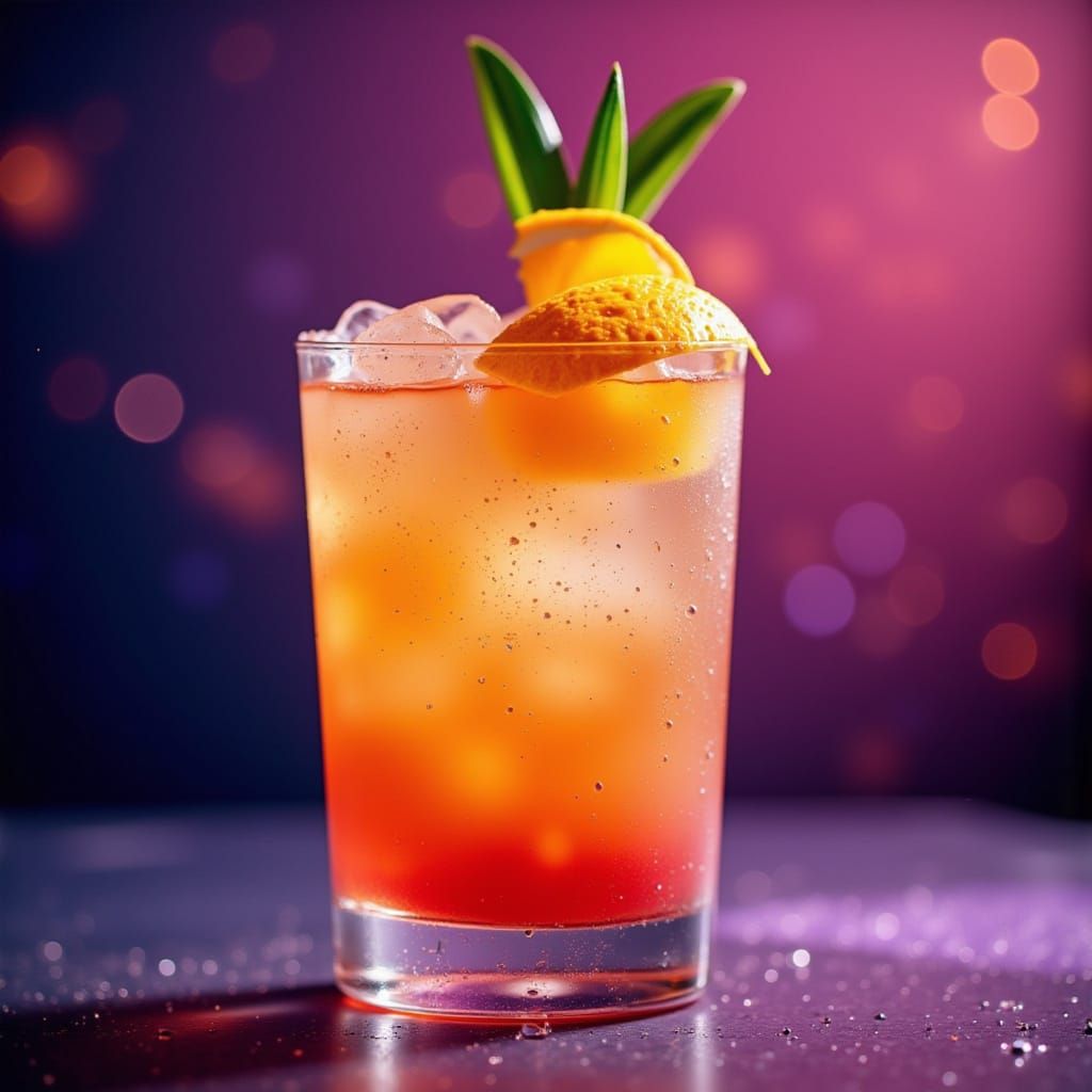 Vibrant Orange Cocktail in Tropical Oasis