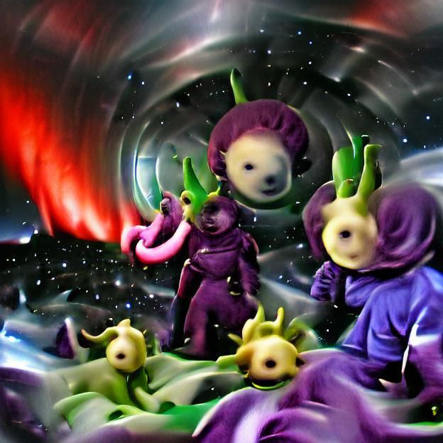 Eldritch Teletubbies in Surreal Space