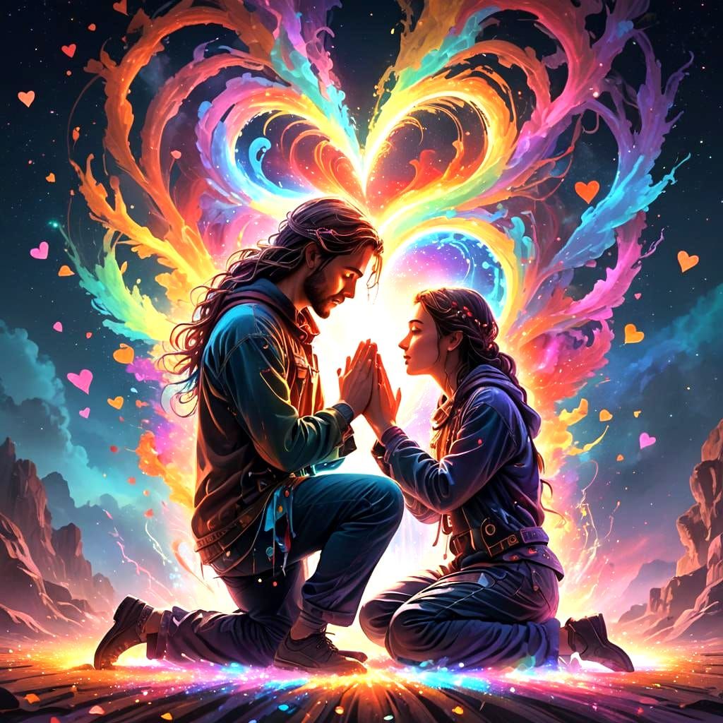 Vibrant Matte Painting: Love as Heart Vibration