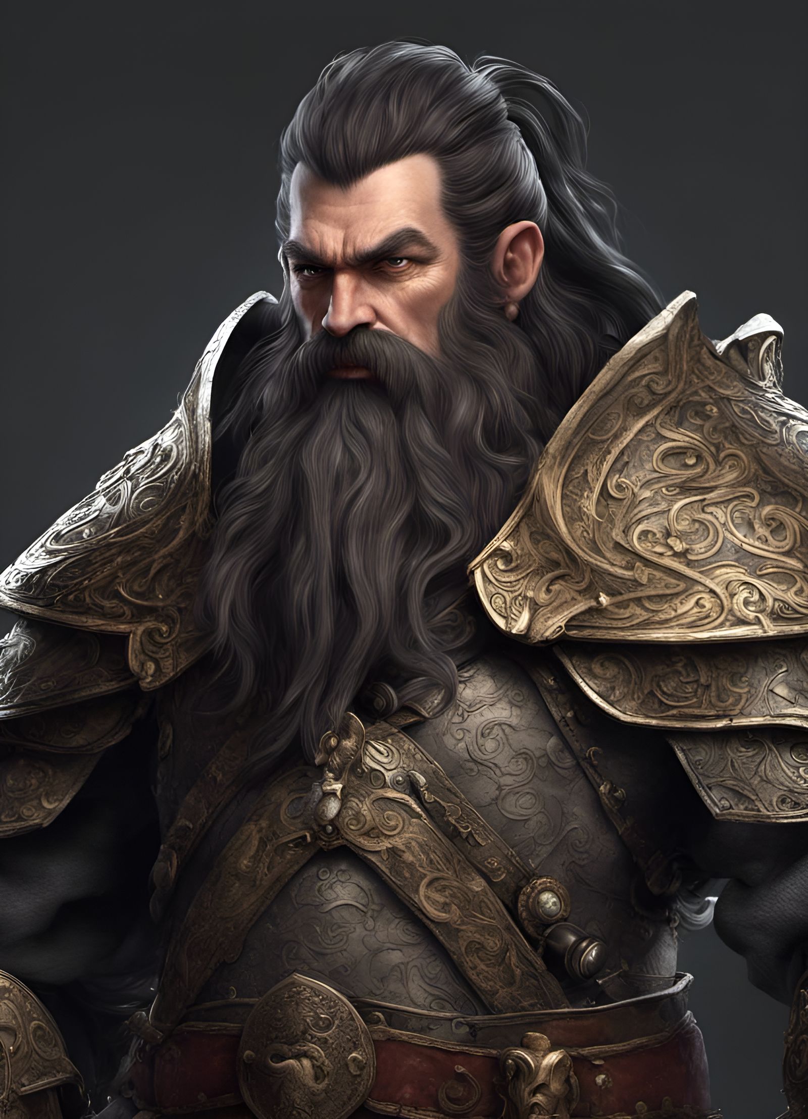 Stern Dwarf Warrior in Adamantine Fullplate Armor