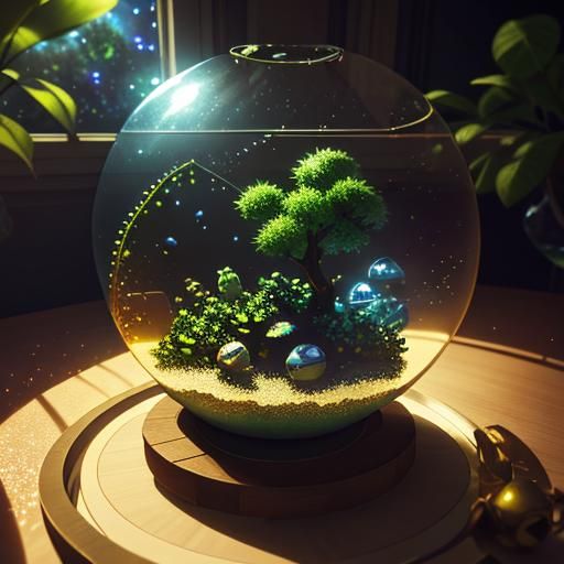 Glittering Strawberries Grow in Glass Terrarium