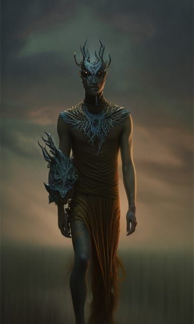 Evil Fae Horseman in Gothic Horror Style