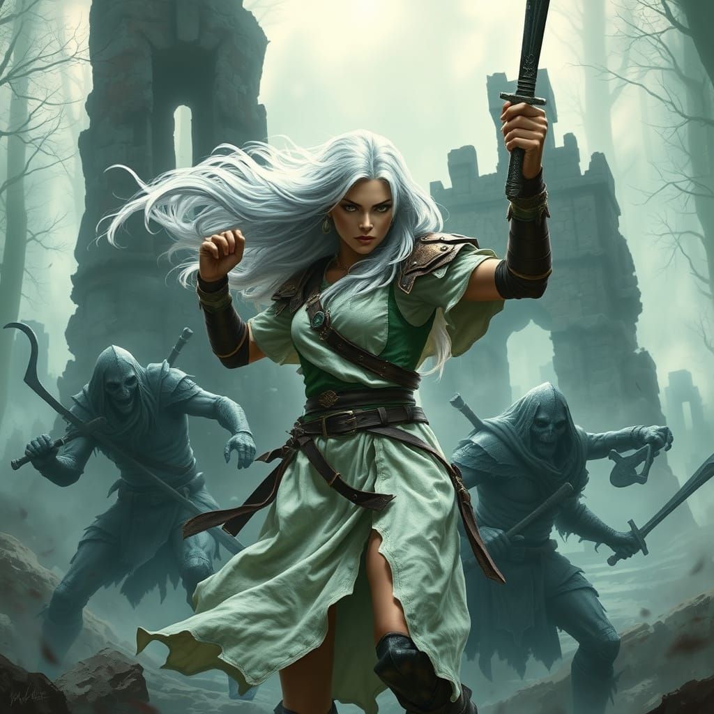 Swordswoman of Eternity Engages Undead Horrors in Haunting F...