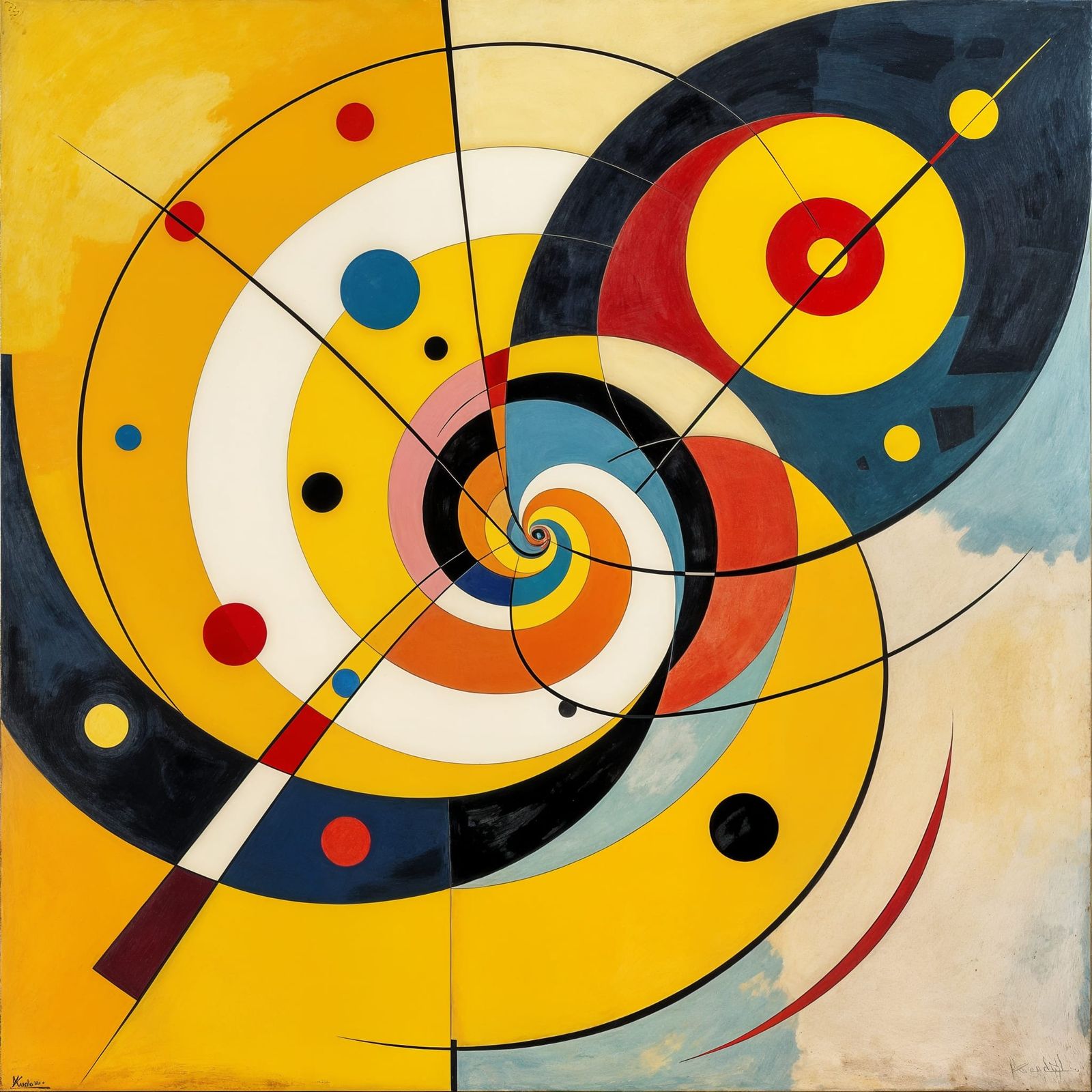 Kandinsky-Inspired Abstract Yellow Composition