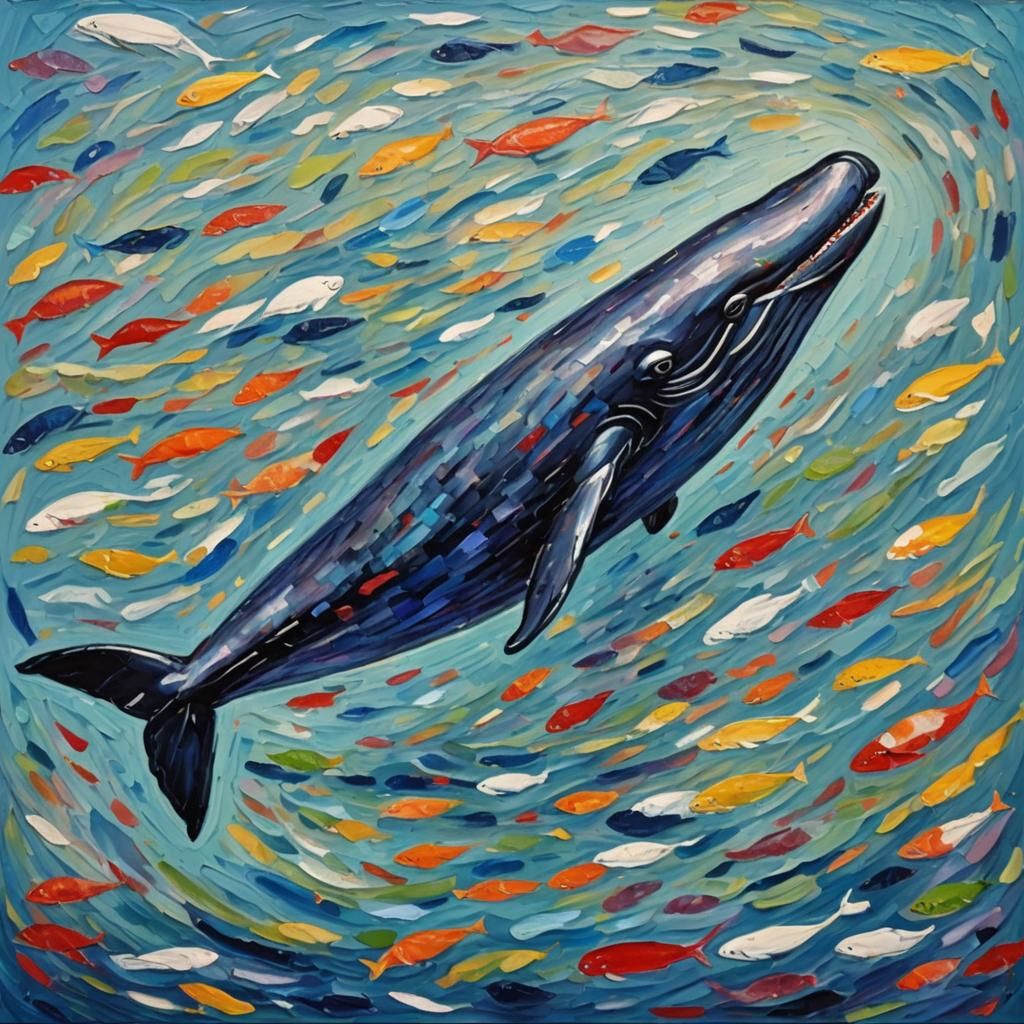 Bowhead Whale in Neo-Impressionist Expressionist Oil Paintin...