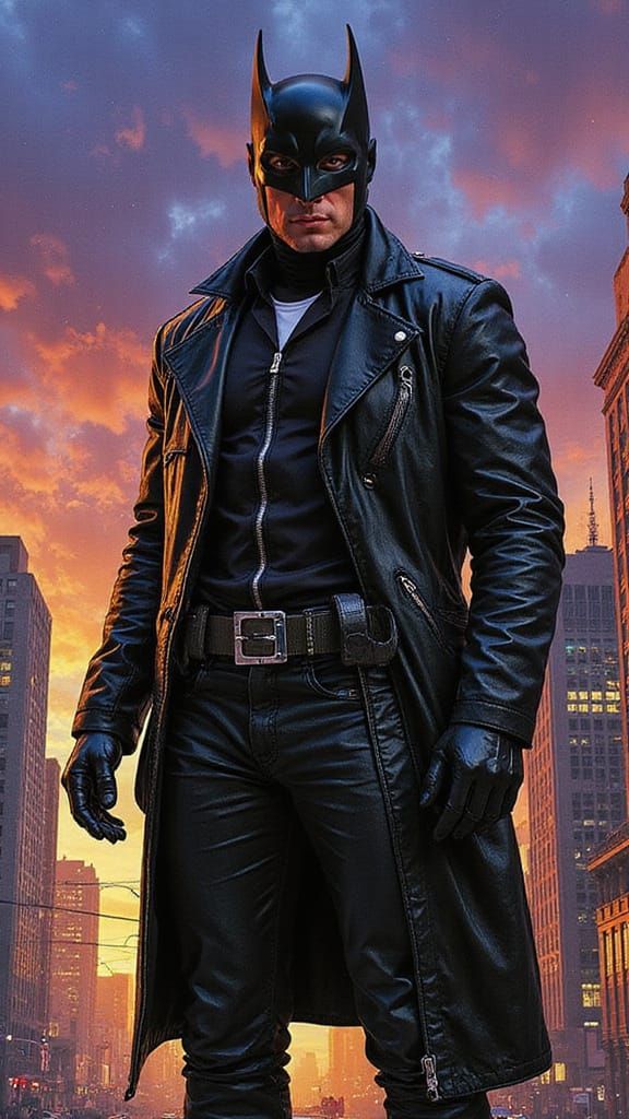 Stuntman Cityscape Art in Noir Comic Style