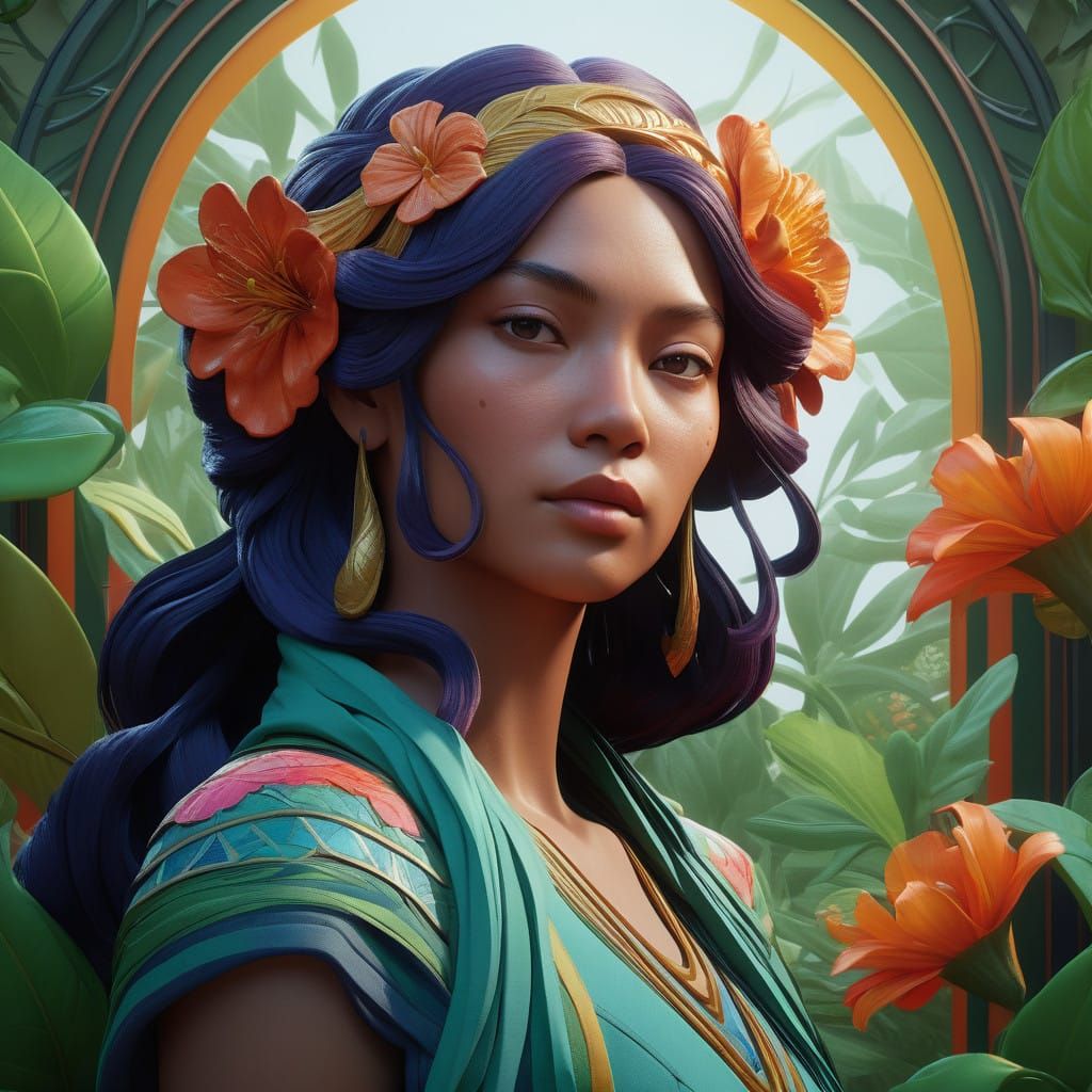 Luminous Garden Goddess in Concept Art