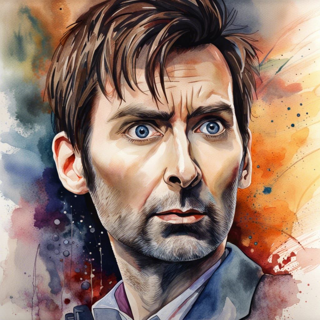 David Tennant as Doctor Who: Watercolor Portrait