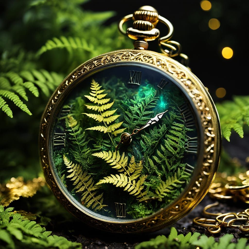 Fern Garden Fob Watch in Dark Fantasy Style