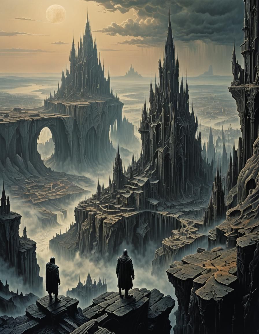 Futuristic Fantasy Cityscape Concept Art