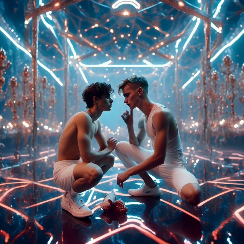 Shirtless Celebrities Share a Kiss in Latex Club