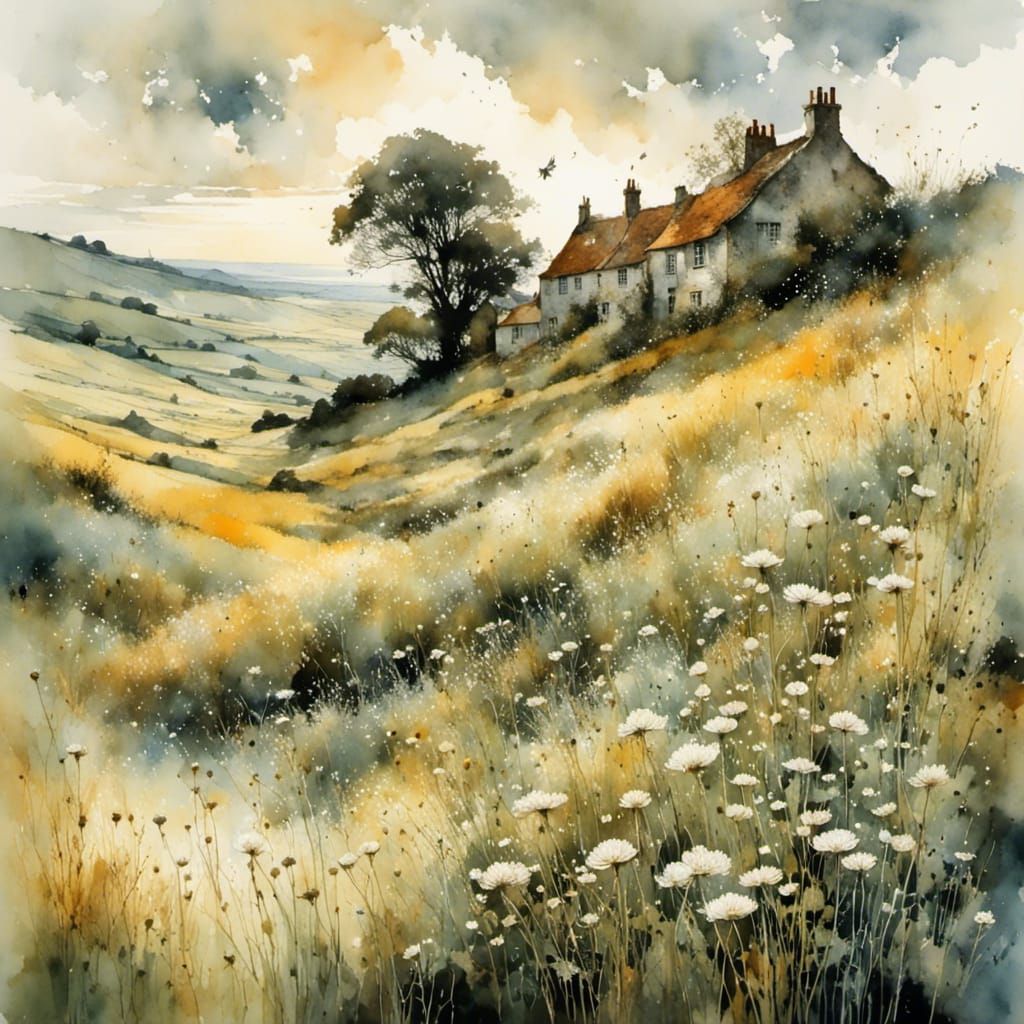 Intricate Umbellifers in Watercolor Style