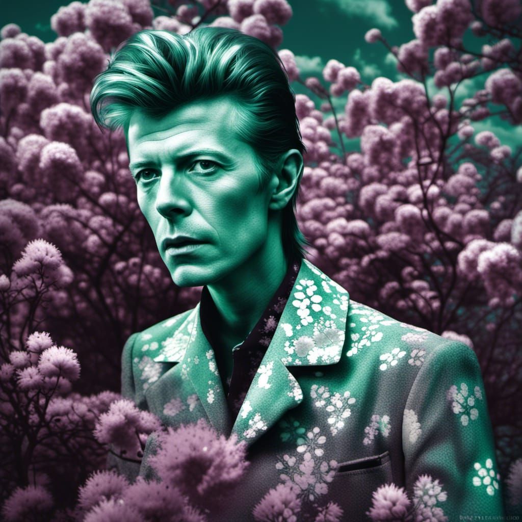 Haunting  infrared photo of a pale David Bowie age 27  surro...