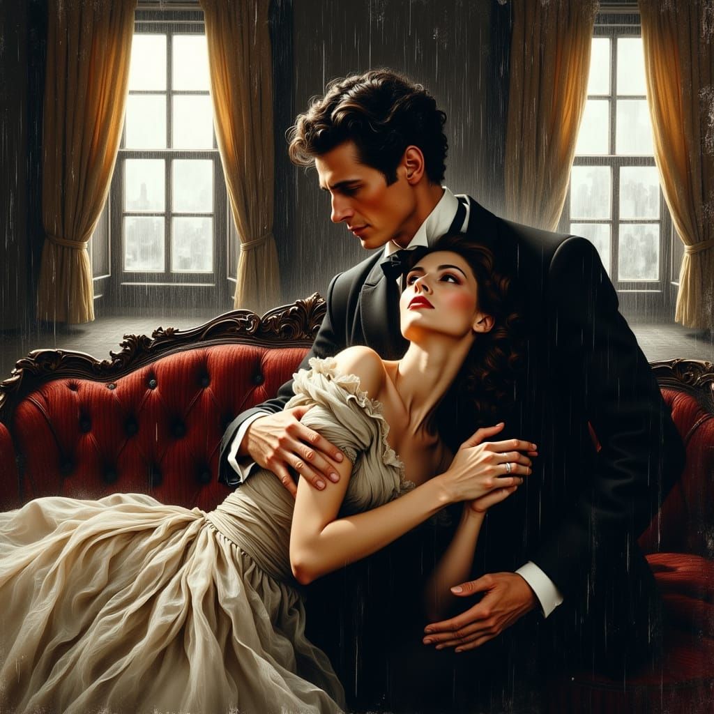 Rhett Butler and Scarlett in Storm, Expressive Art