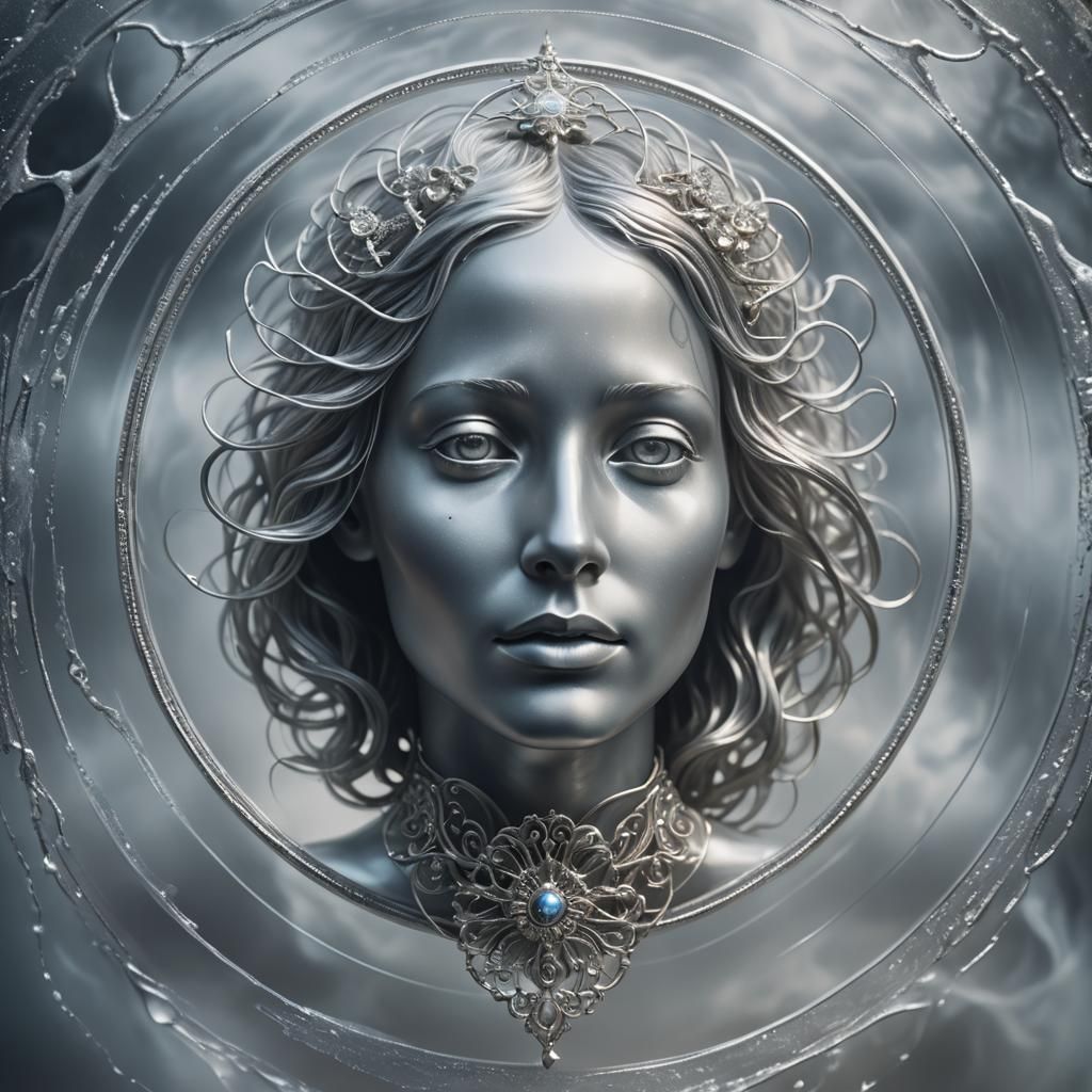 Ethereal Medallion with Face in Surrealist Style