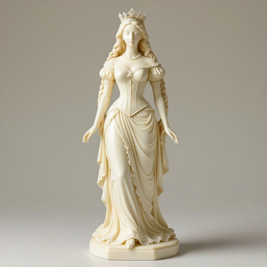 Ivory Figurine of a Regal Woman in Crown