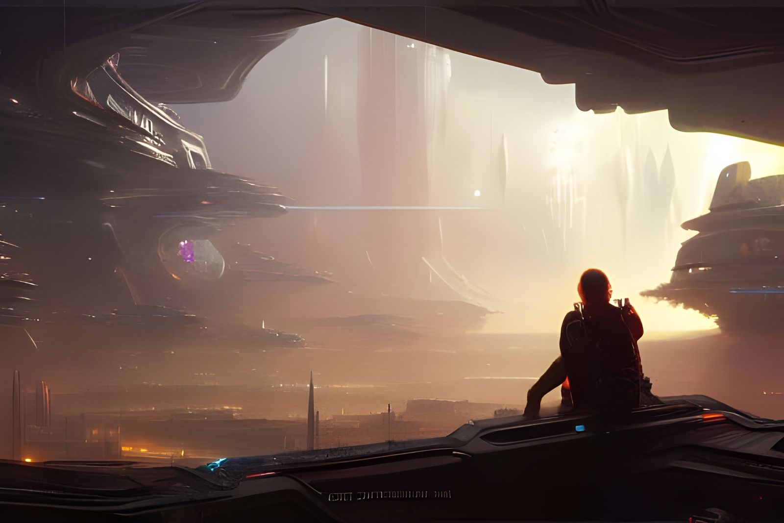 Futuristic Alien City in the Sky