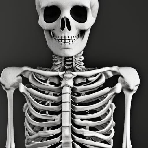 Hyperrealistic Blacklight Skeleton in HDR