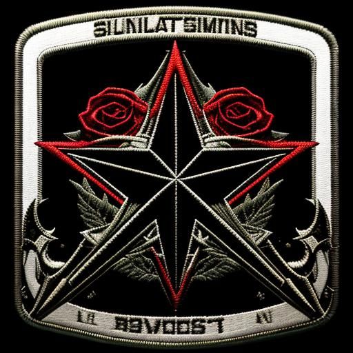 Sci-Fi Mercenary Emblem with Revolver and Roses