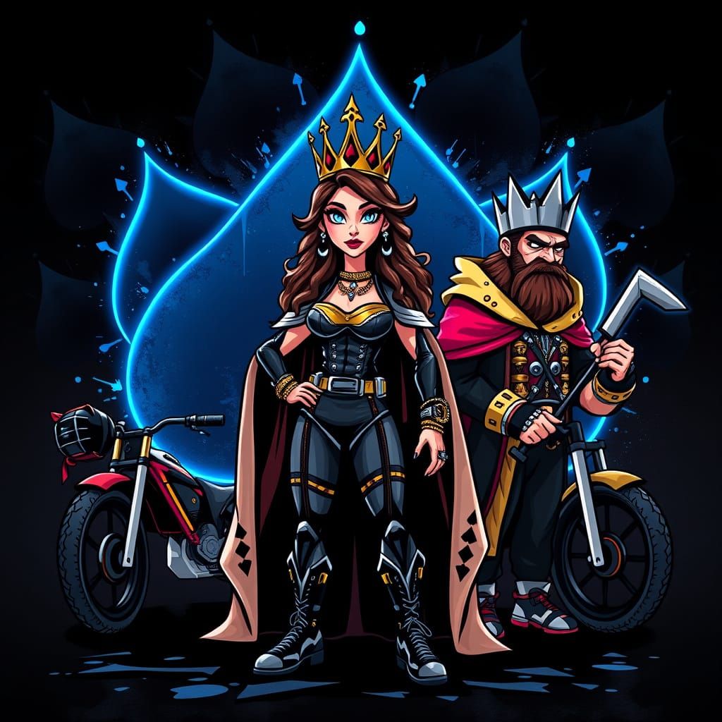 Biker Royal Flush with Edgy Spades