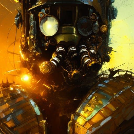 Clockwork Bee with Gears in Sci-Fi Style