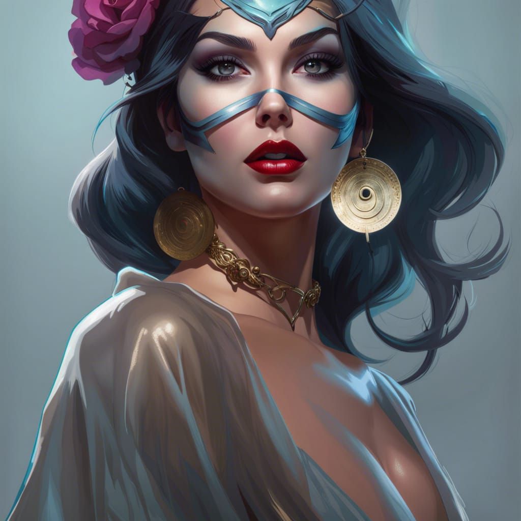 Pin-Up Girl in Ghost Mask: Hyperdetailed Portrait
