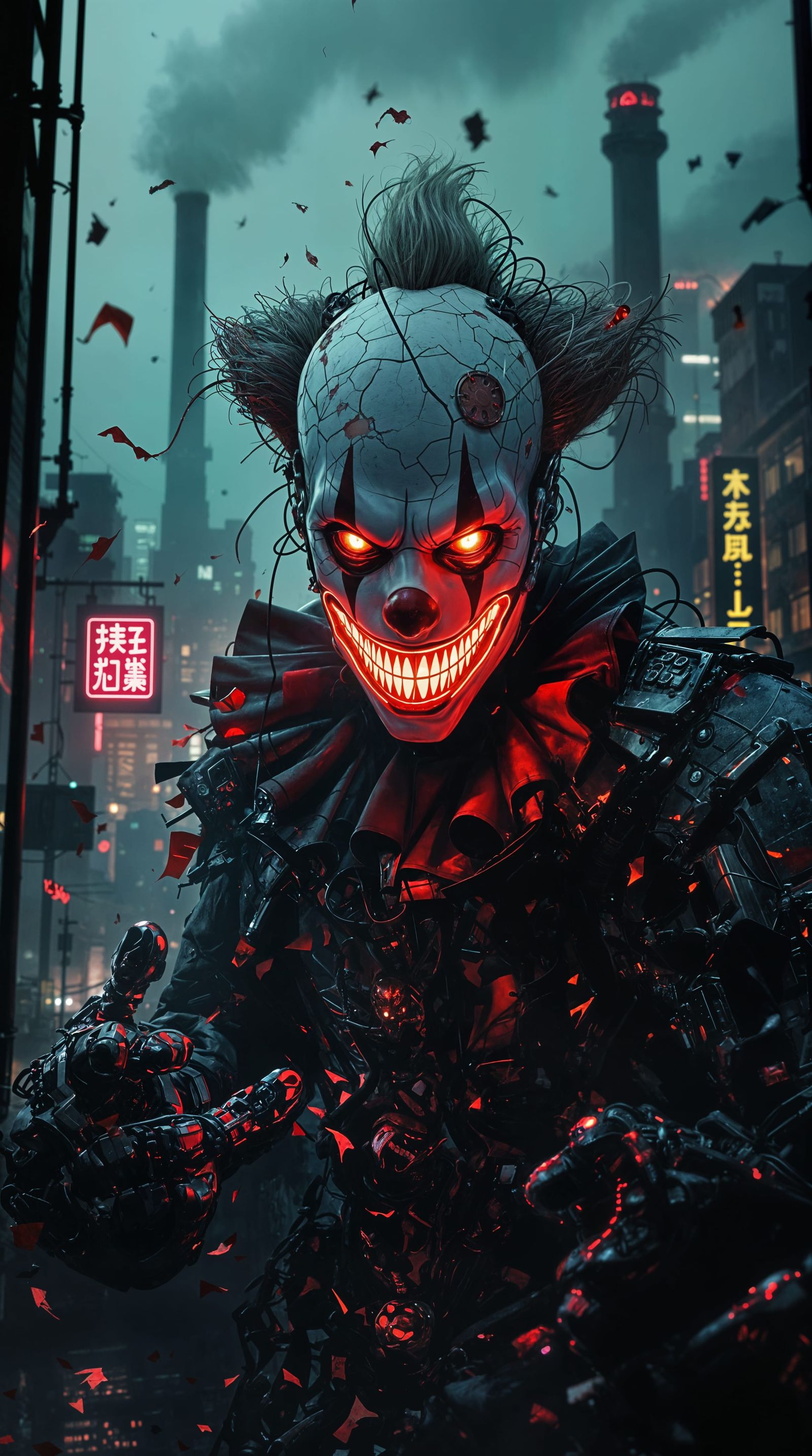 Cyberpunk Clown in Industrial Decay