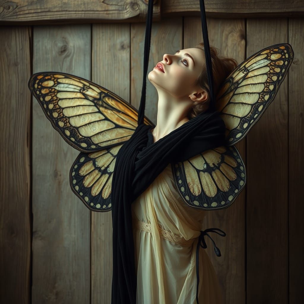 Woman Emerging from Chrysalis with Butterfly Wings
