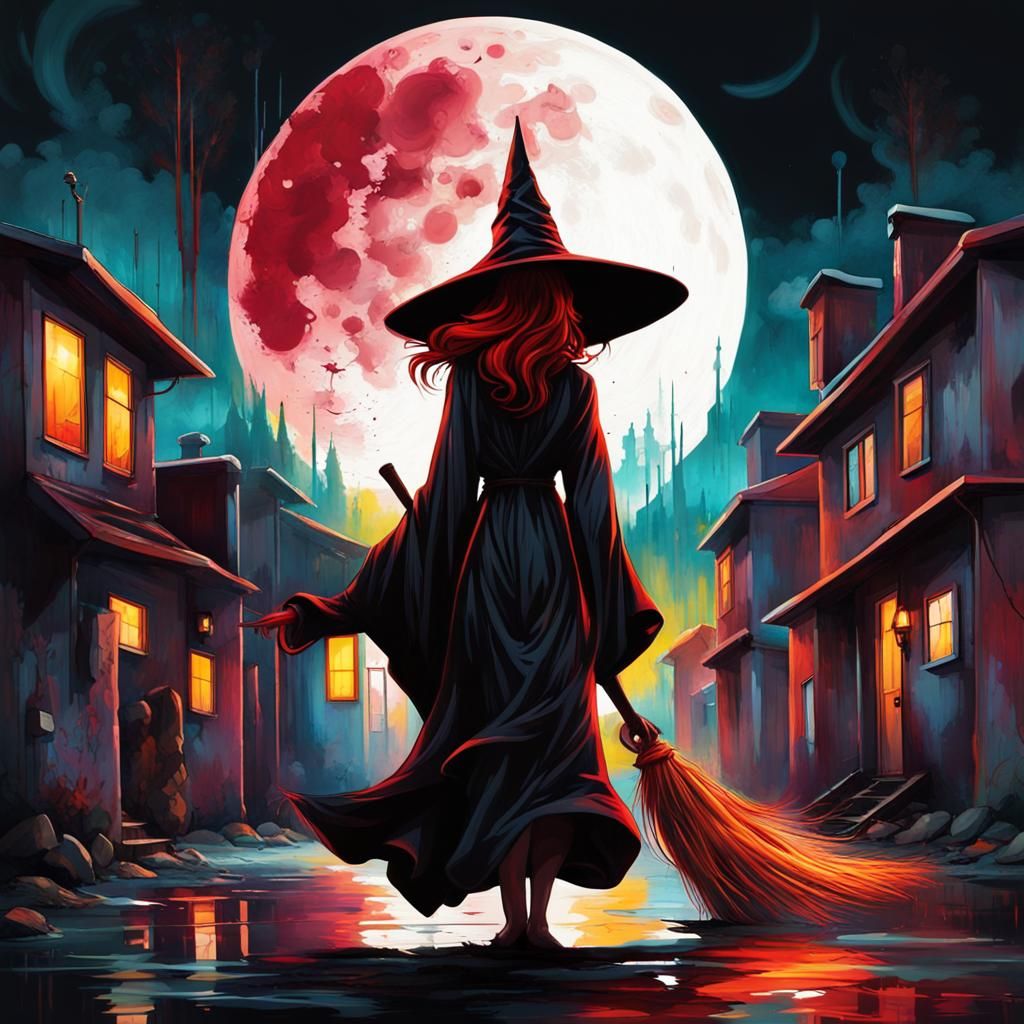 Night Witch with Red Hair, Graffiti Art