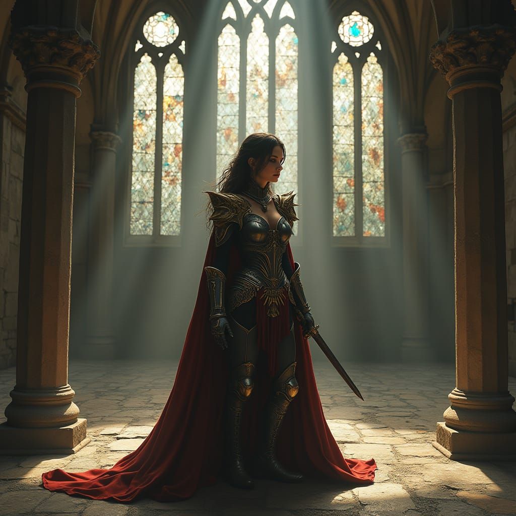 Vampire Hunter in Ruined Cathedral, Gothic Style