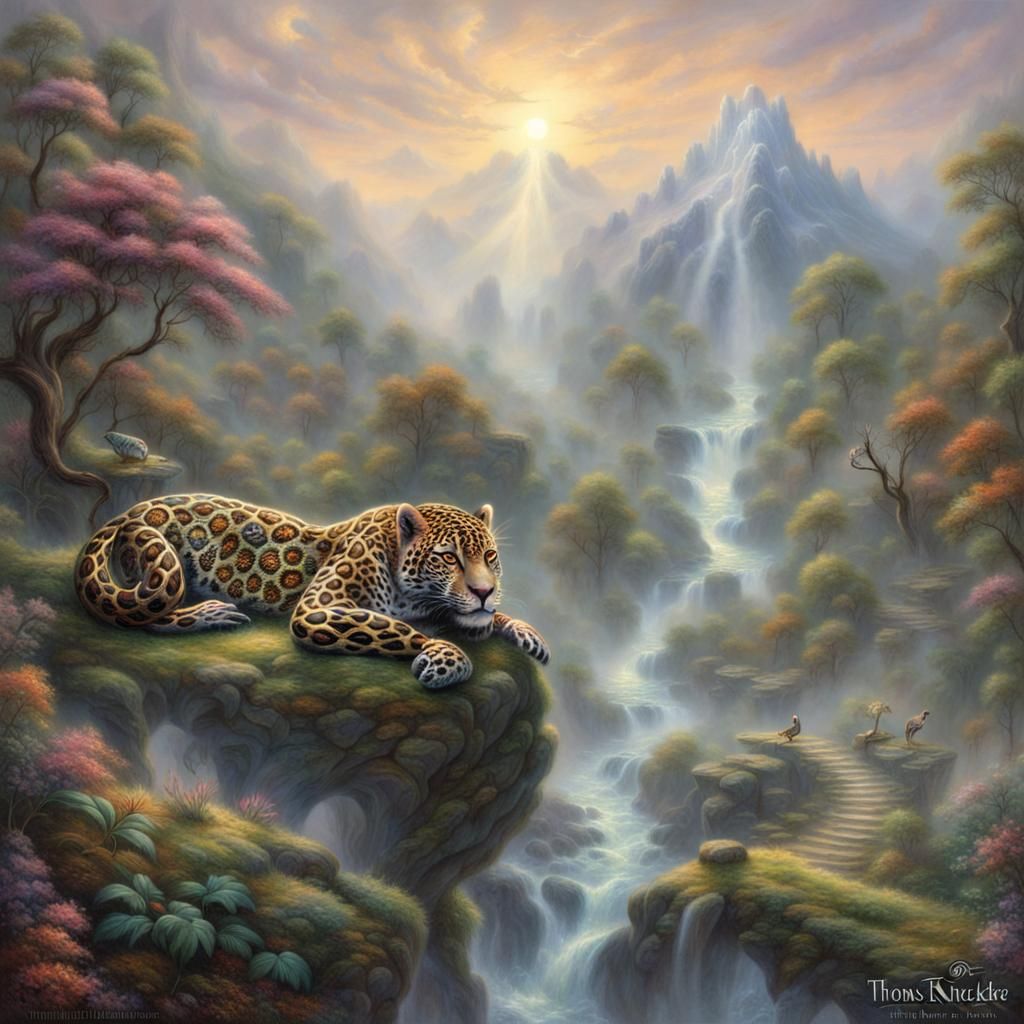 Jaguar and Snakes Medicine Wheel in Ethereal Style