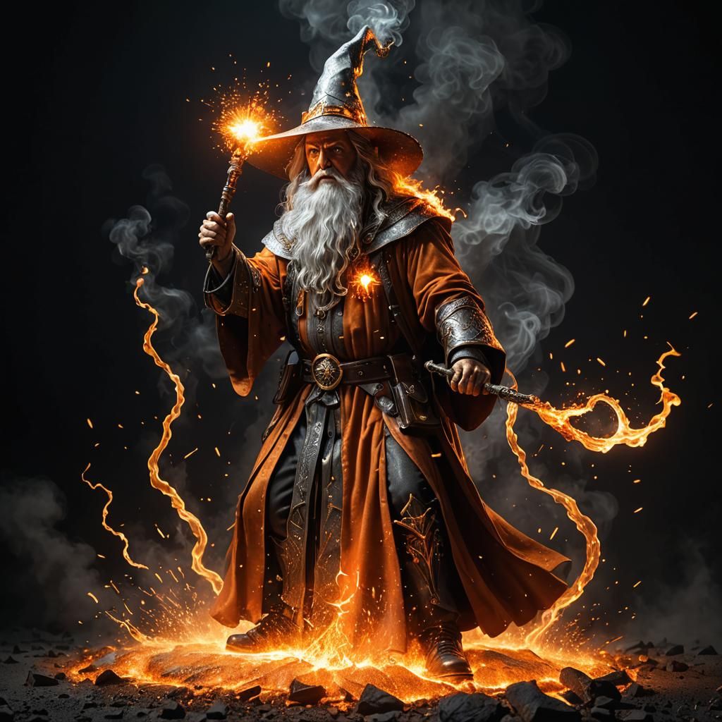 Wizard Summons Molten Metal in Fiery 3D Rendering