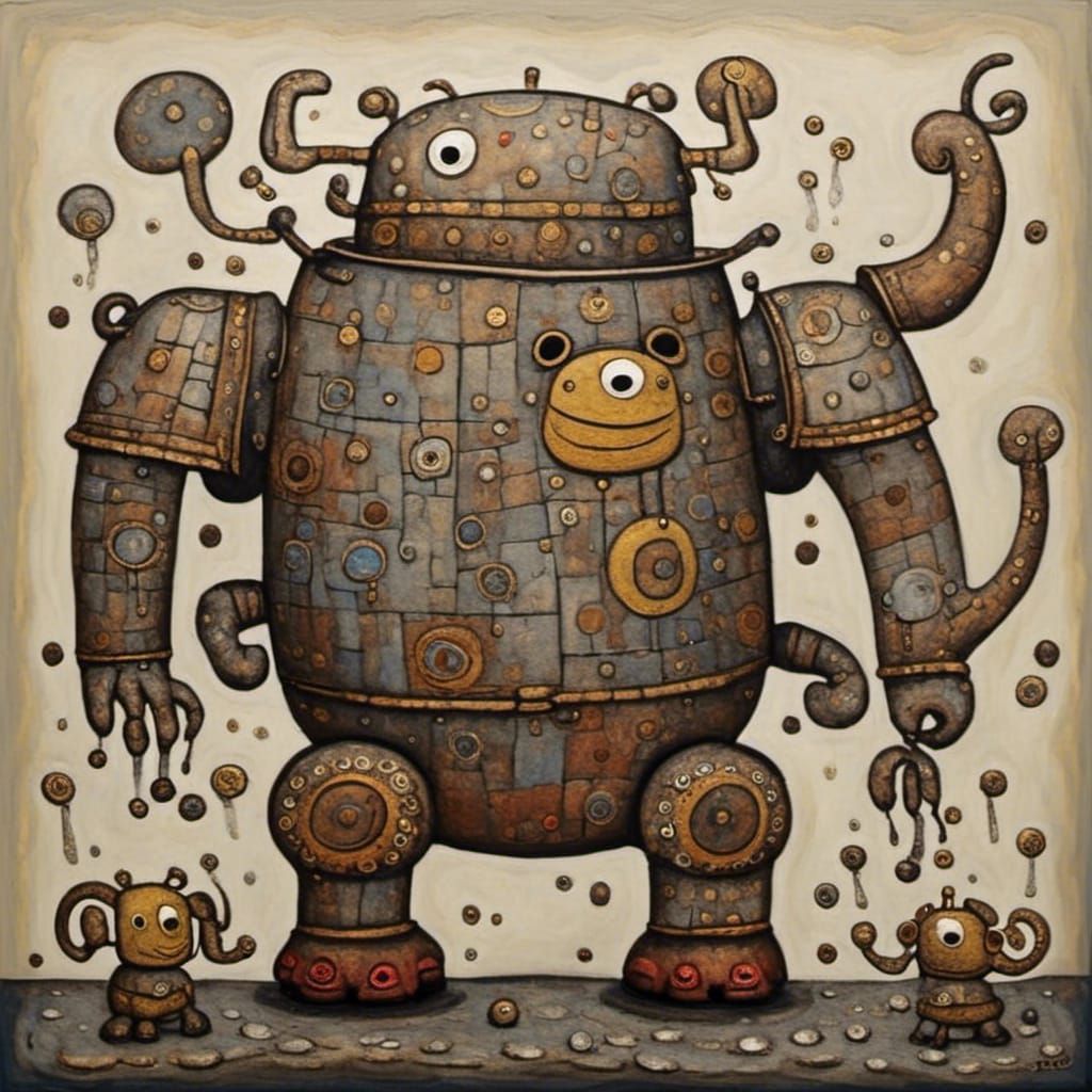 Abstract Elephant in Jean Dubuffet Style