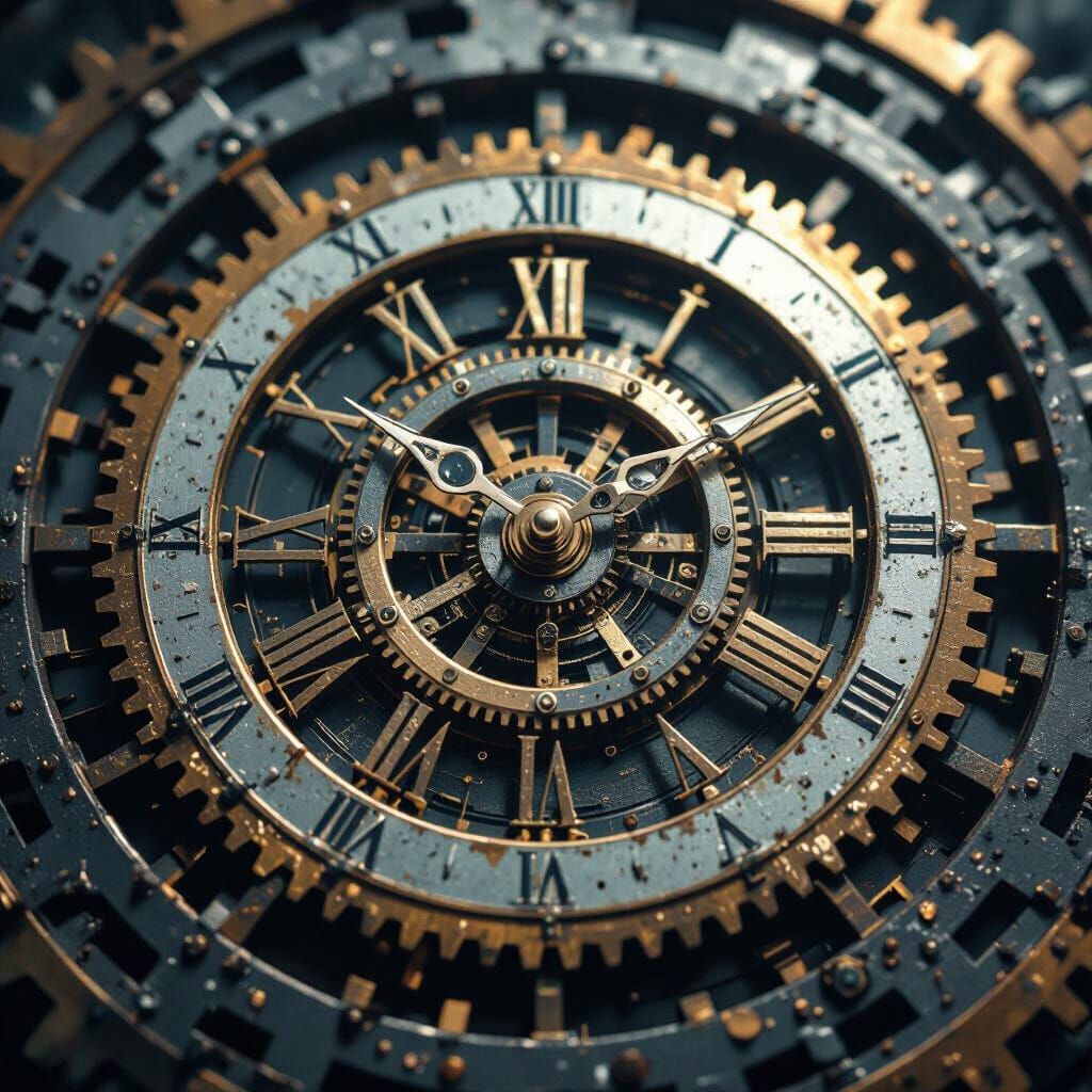 Hyperrealistic Gear Clock: Manifesting Space and Time