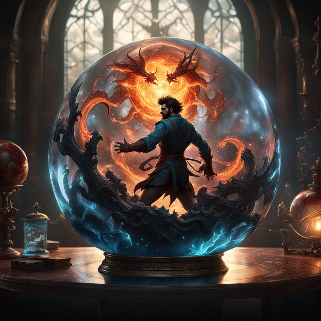 Glass Globe Universe Battle: Dark Fantasy Concept Art