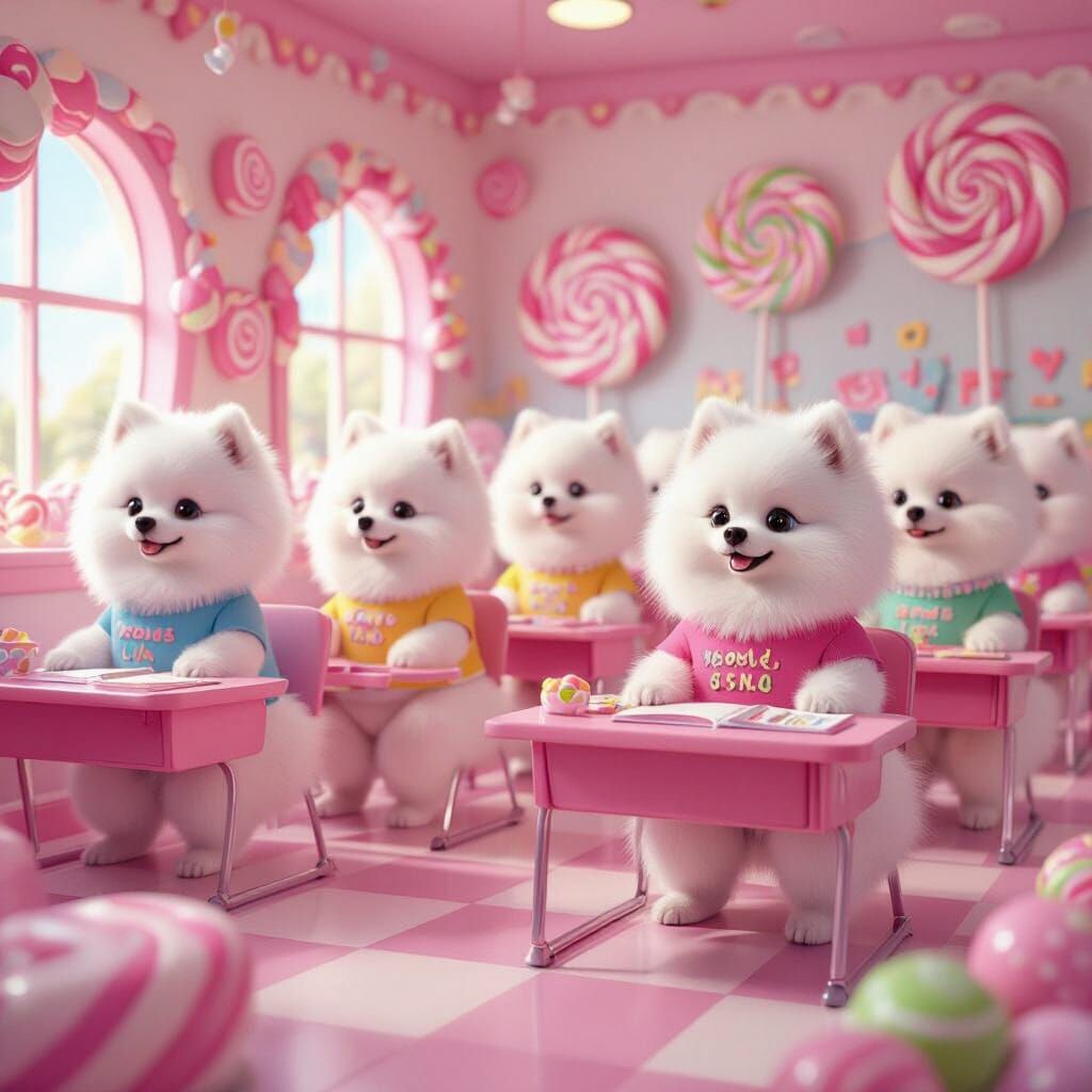 Pomeranians Learn Alphabet in Candy Land Classroom