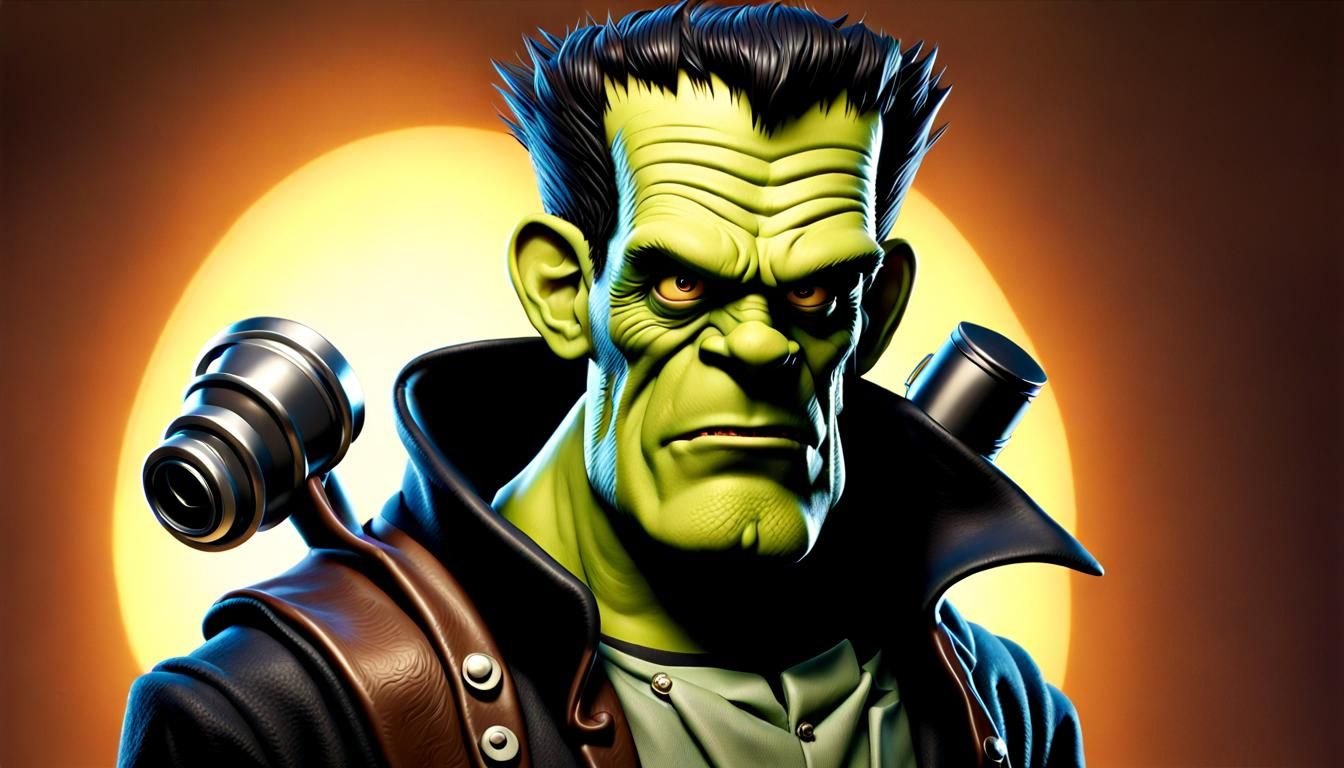 Grotesque Caricature of Frankenstein's Monster in Steampunk ...